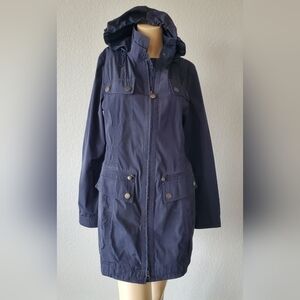 LAUNDRY BY SHELLI SEGAL LOS ANGELES NAVY HOODED RAIN JACKET MEDIUM